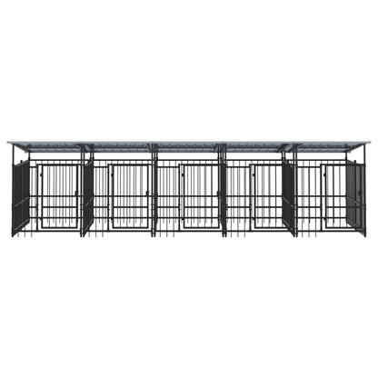 Outdoor dog cage with canopy, steel, 9.38 m²