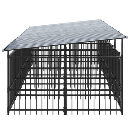 Outdoor dog cage with canopy, steel, 9.38 m²