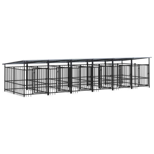 Outdoor dog cage with canopy, steel, 11.26 m²