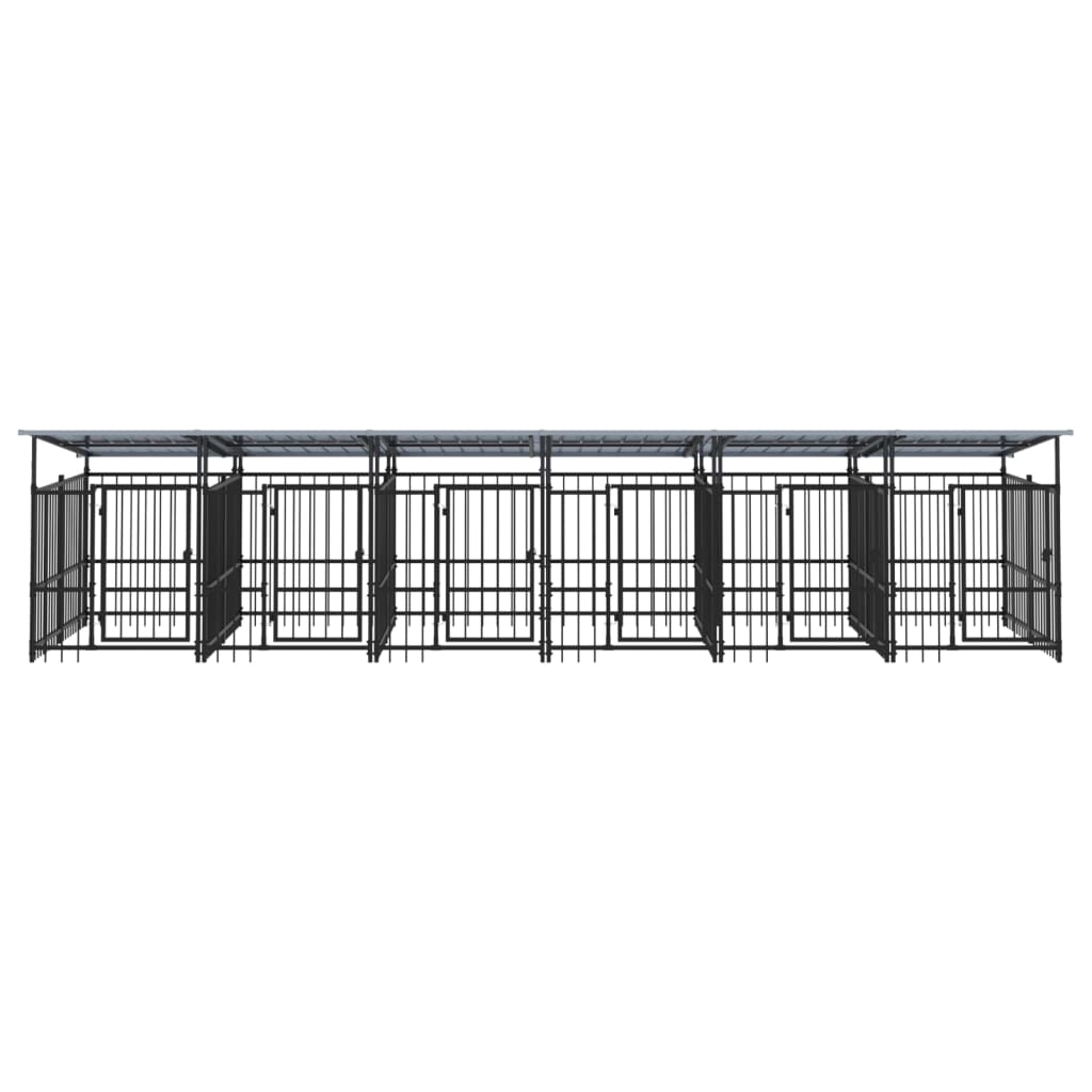 Outdoor dog cage with canopy, steel, 11.26 m²