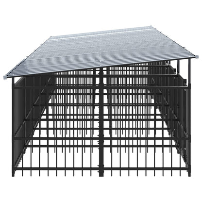 Outdoor dog cage with canopy, steel, 11.26 m²
