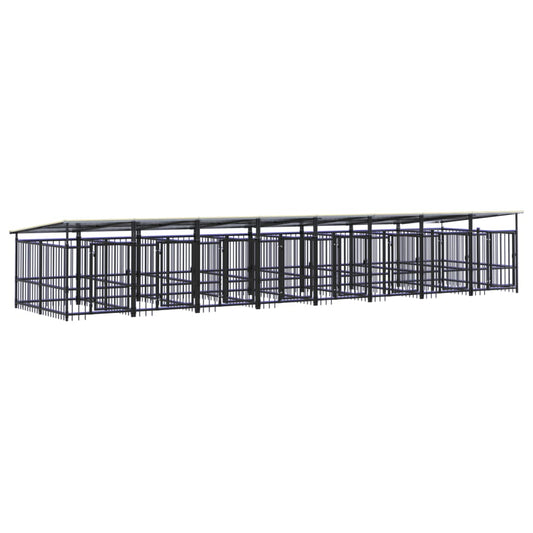 Outdoor dog cage with canopy, steel, 15.02 m²