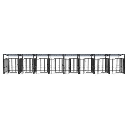 Outdoor dog cage with canopy, steel, 15.02 m²
