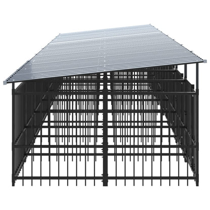 Outdoor dog cage with canopy, steel, 15.02 m²