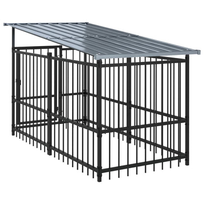 Outdoor dog cage with canopy, steel, 15.02 m²