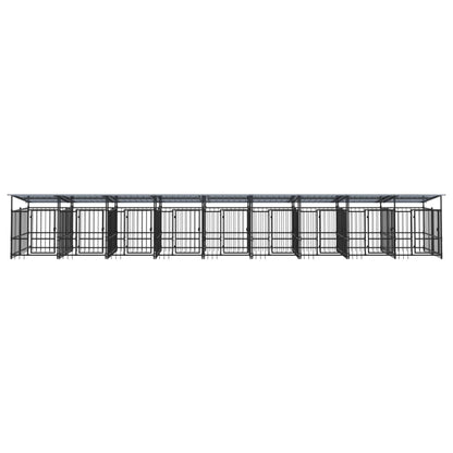 Outdoor dog cage with canopy, steel, 16.89 m²