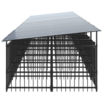 Outdoor dog cage with canopy, steel, 16.89 m²