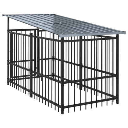 Outdoor dog cage with canopy, steel, 16.89 m²