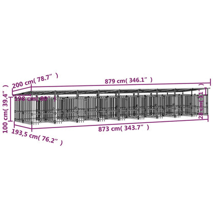 Outdoor dog cage with canopy, steel, 16.89 m²