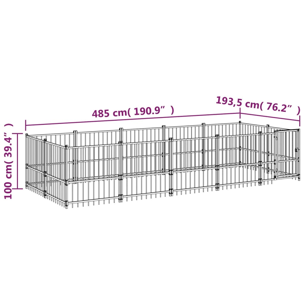 Outdoor dog cage steel 9.38 m²