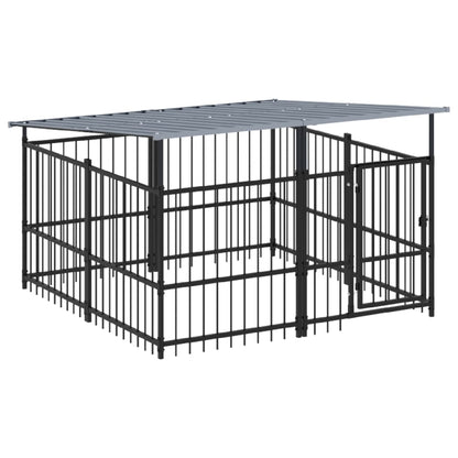 Outdoor dog cage with canopy, steel, 3.75 m²