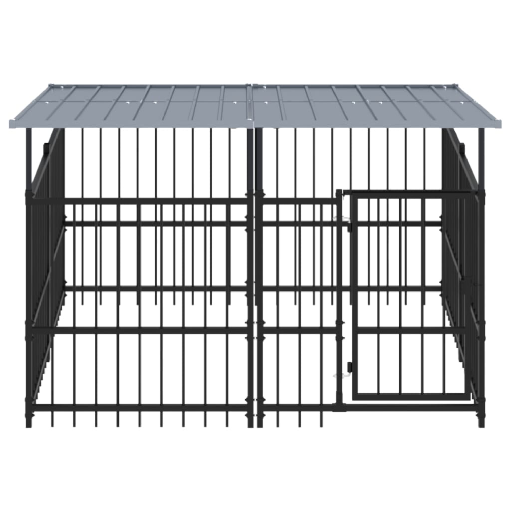 Outdoor dog cage with canopy, steel, 3.75 m²