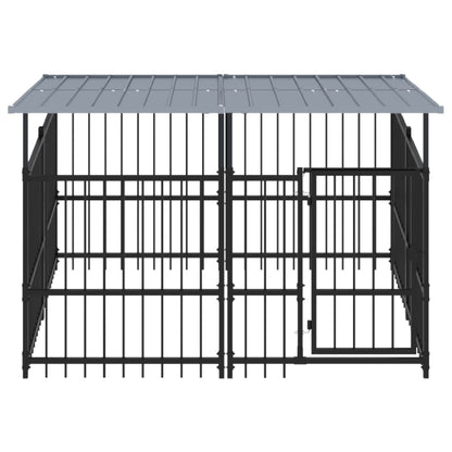 Outdoor dog cage with canopy, steel, 3.75 m²