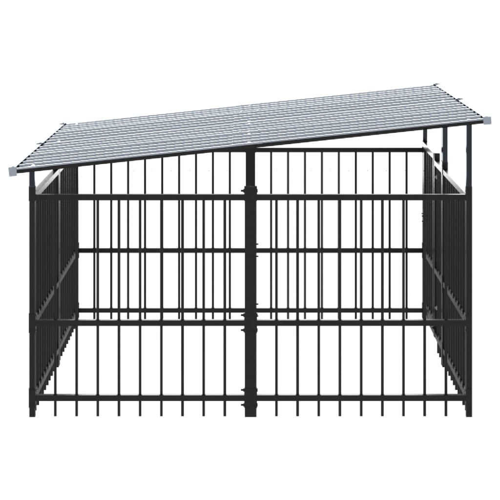 Outdoor dog cage with canopy, steel, 3.75 m²
