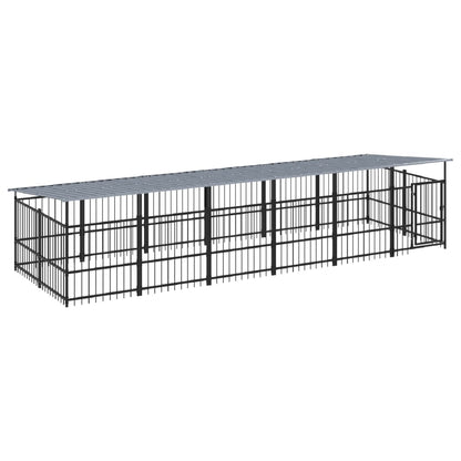 Outdoor dog cage with canopy, steel, 11.26 m²