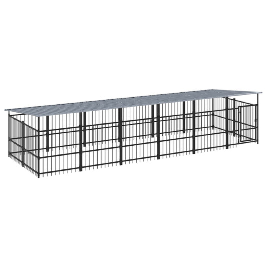 Koiran ulkohäkki katoksella teräs 11,26 m²