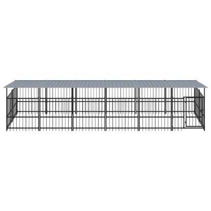 Outdoor dog cage with canopy, steel, 11.26 m²