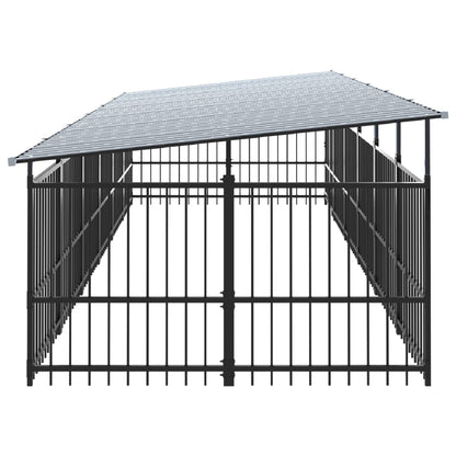 Outdoor dog cage with canopy, steel, 11.26 m²