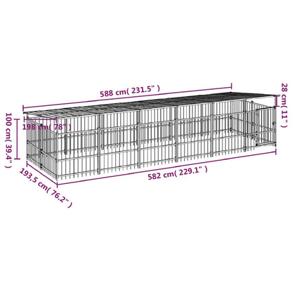 Outdoor dog cage with canopy, steel, 11.26 m²