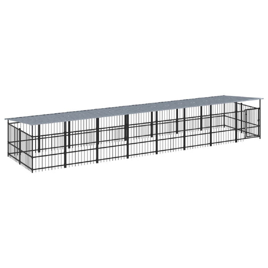 Outdoor dog cage with canopy, steel, 15.02 m²