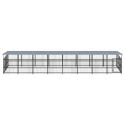 Outdoor dog cage with canopy, steel, 15.02 m²