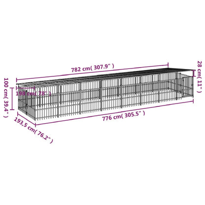 Outdoor dog cage with canopy, steel, 15.02 m²