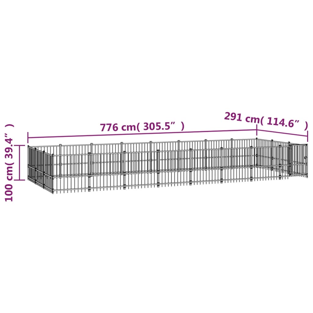 Outdoor dog cage steel 22.58 m²