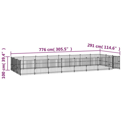 Outdoor dog cage steel 22.58 m²