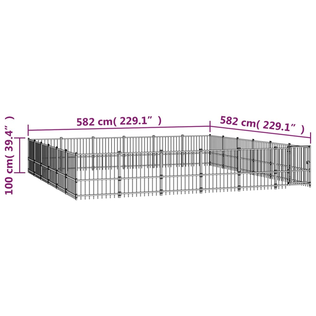 Outdoor dog cage steel 33.87 m²