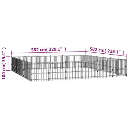 Outdoor dog cage steel 33.87 m²
