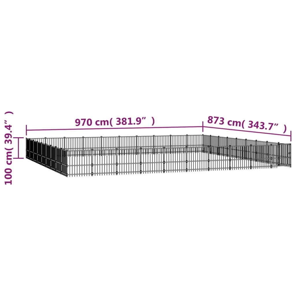 Outdoor dog cage steel 84.68 m²