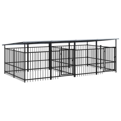 Outdoor dog cage with canopy, steel, 7.51 m²