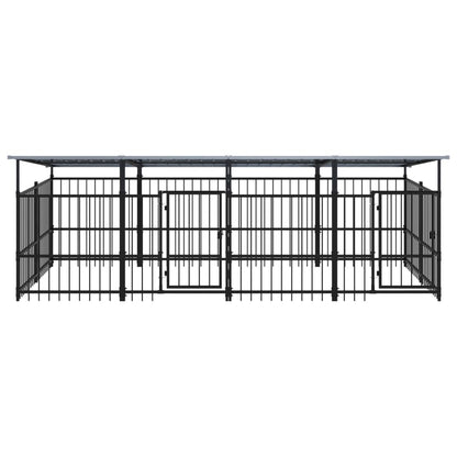 Outdoor dog cage with canopy, steel, 7.51 m²