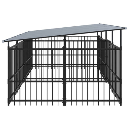 Outdoor dog cage with canopy, steel, 7.51 m²