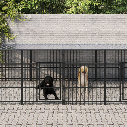 Outdoor dog cage with canopy, steel, 7.51 m²