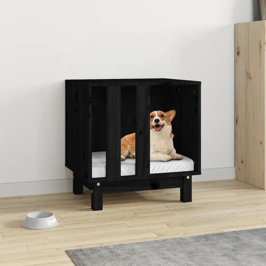 Dog kennel black 50x40x52 cm solid pine