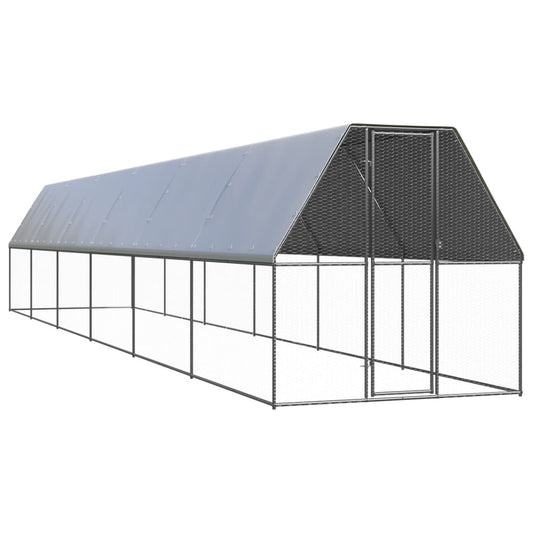 Outdoor chicken coop 2x12x2 m galvanized steel