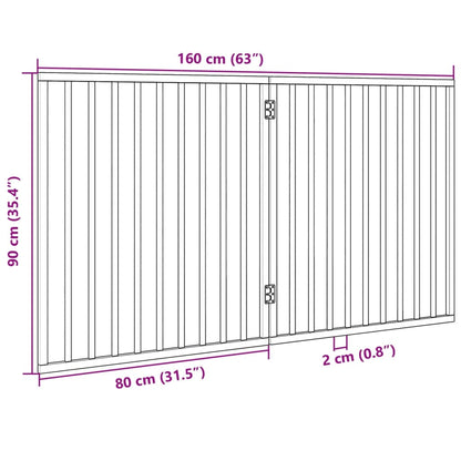 Folding door frame 2 panels white 160 cm poplar wood