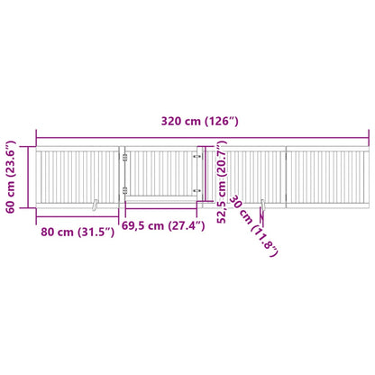 Folding door, 4 panels, white, 320 cm, poplar wood