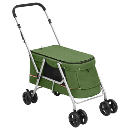 Foldable dog stroller green 100x49x96 cm linen fabric