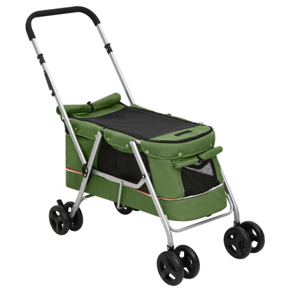 Foldable dog stroller green 100x49x96 cm linen fabric