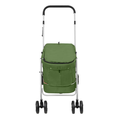 Foldable dog stroller green 100x49x96 cm linen fabric