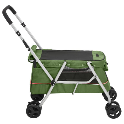 Foldable dog stroller green 100x49x96 cm linen fabric