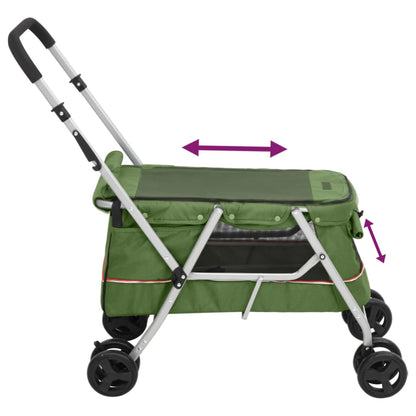 Foldable dog stroller green 100x49x96 cm linen fabric