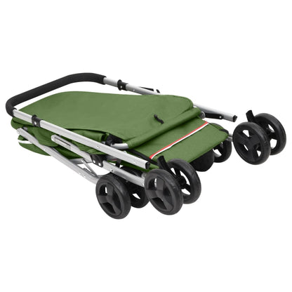 Foldable dog stroller green 100x49x96 cm linen fabric