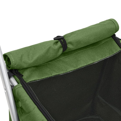 Foldable dog stroller green 100x49x96 cm linen fabric