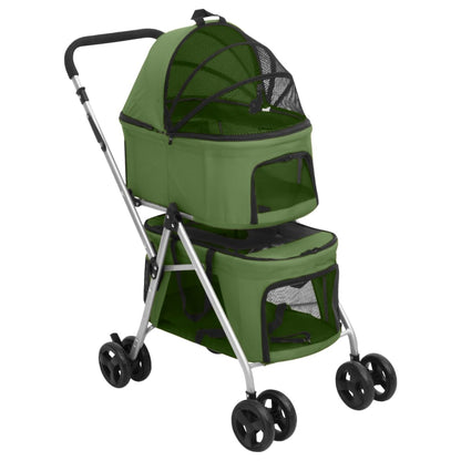 Foldable 2-tier dog stroller green 83x48x97 cm fabric