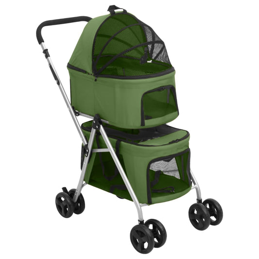 Foldable 2-tier dog stroller green 83x48x97 cm fabric