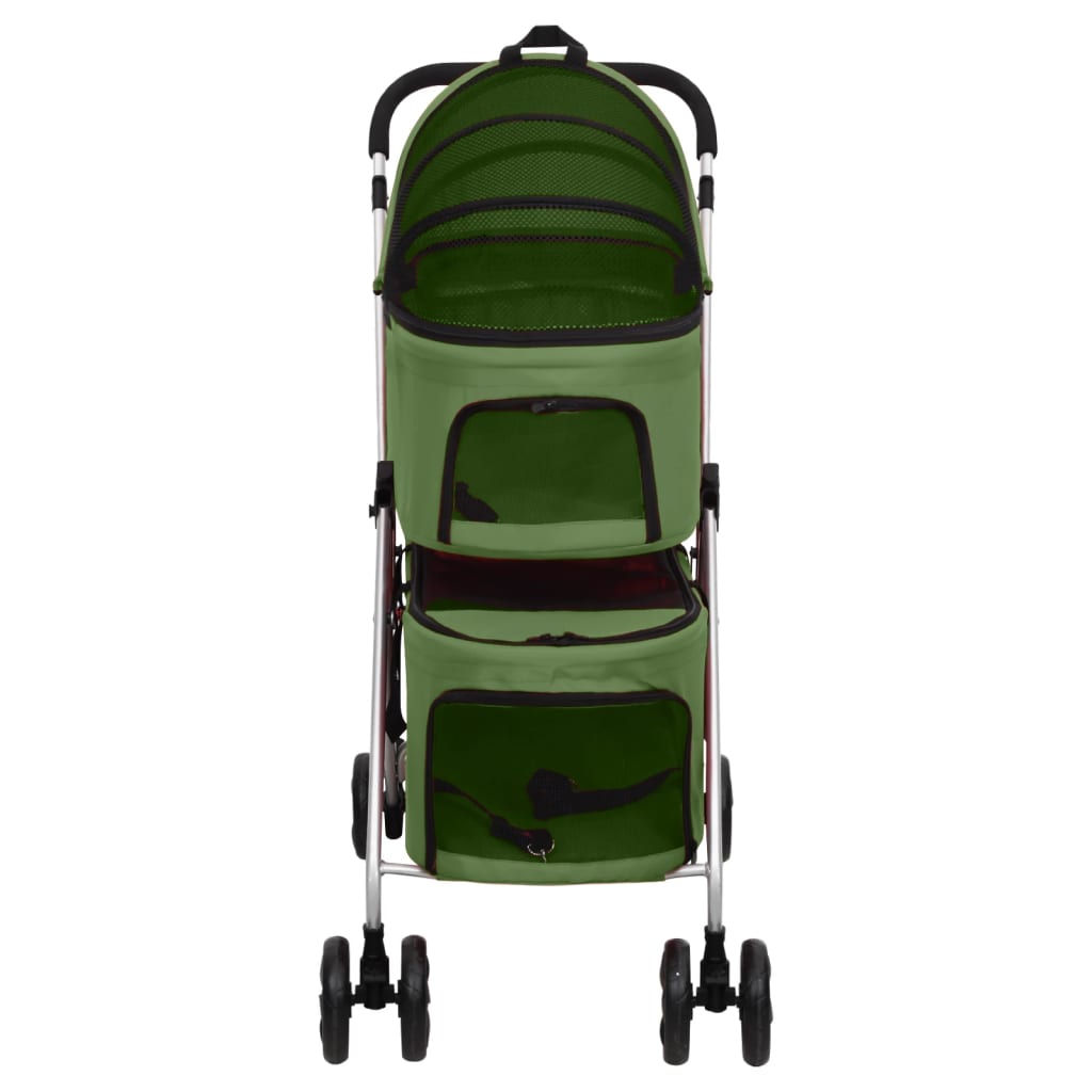 Foldable 2-tier dog stroller green 83x48x97 cm fabric