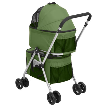 Foldable 2-tier dog stroller green 83x48x97 cm fabric